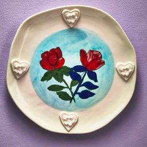 ANTHROPOLOGIE Francesca Kaye ~ Roses are Red, Violets are Blue Collectors Plate